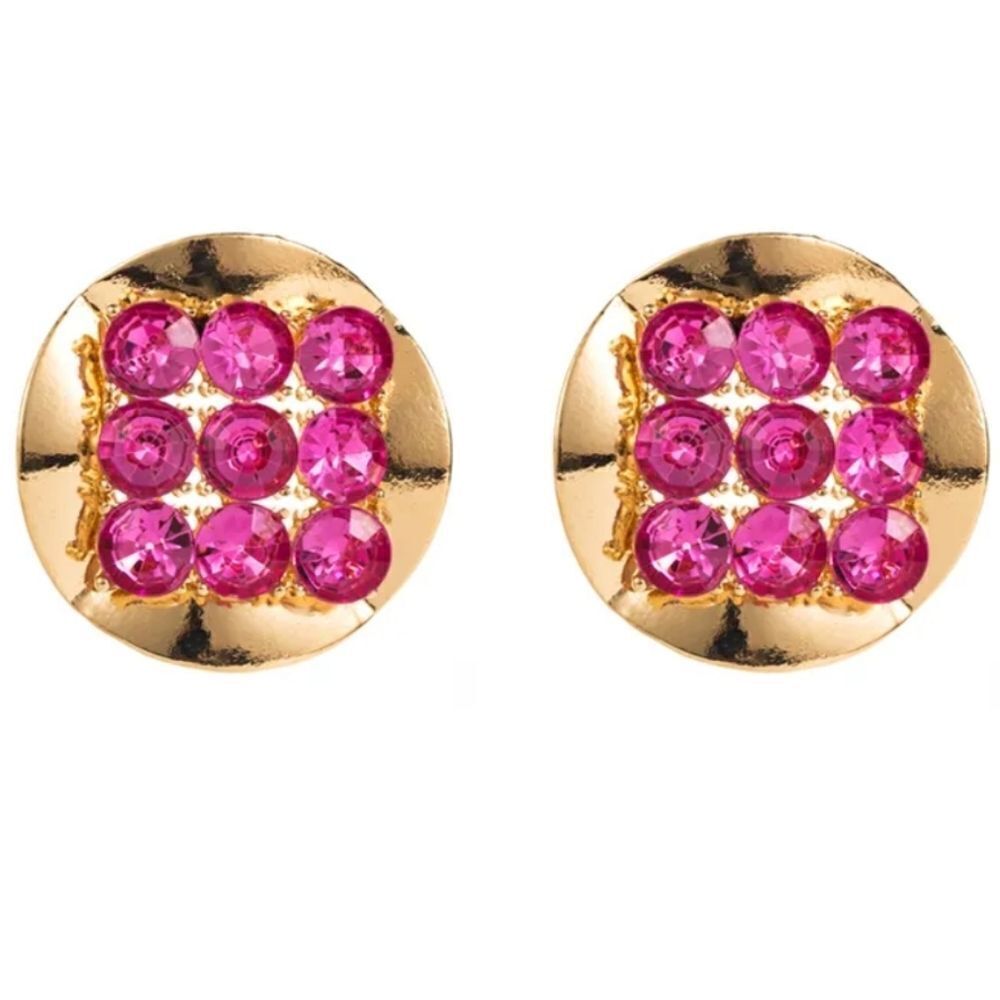 New ZARA  Exaggerated Gold circular statement earrings with rhinestone appliqués